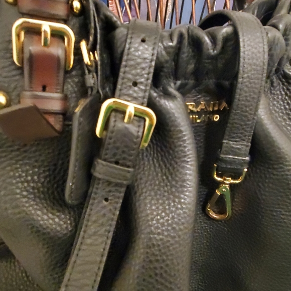 Black Leather Prada Two Way Satchel Handbag - Picture 5 of 8